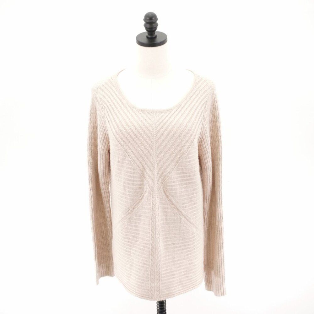 New York & Company Knit Sweater Tan Large Scoop Neck